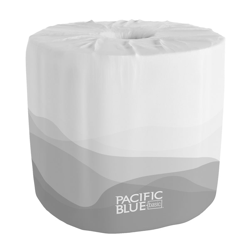 Pacific Blue Basic 1-Ply Inner Wrapped Embossed Toilet Paper by GP PRO, White, 550 Sheets/Roll, 80 Rolls/Case (19881/01)