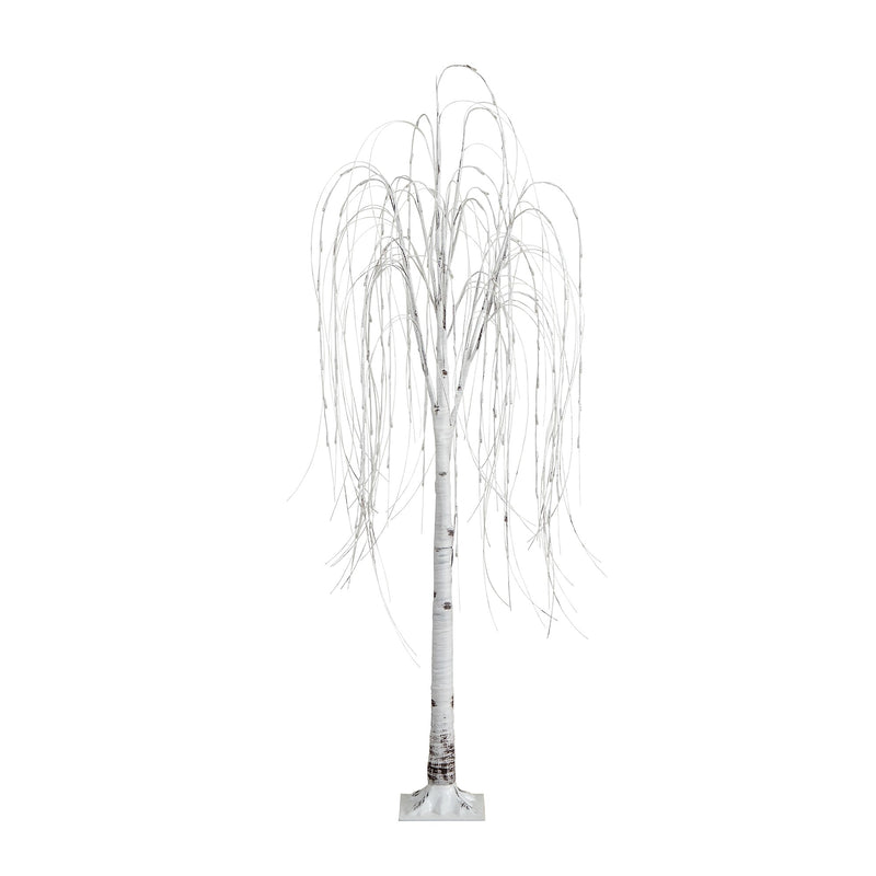 Nearly Natural 6-ft Pre-Lit Artificial White Weeping Willow Tree with 160 Warm White LED Lights (T4923)