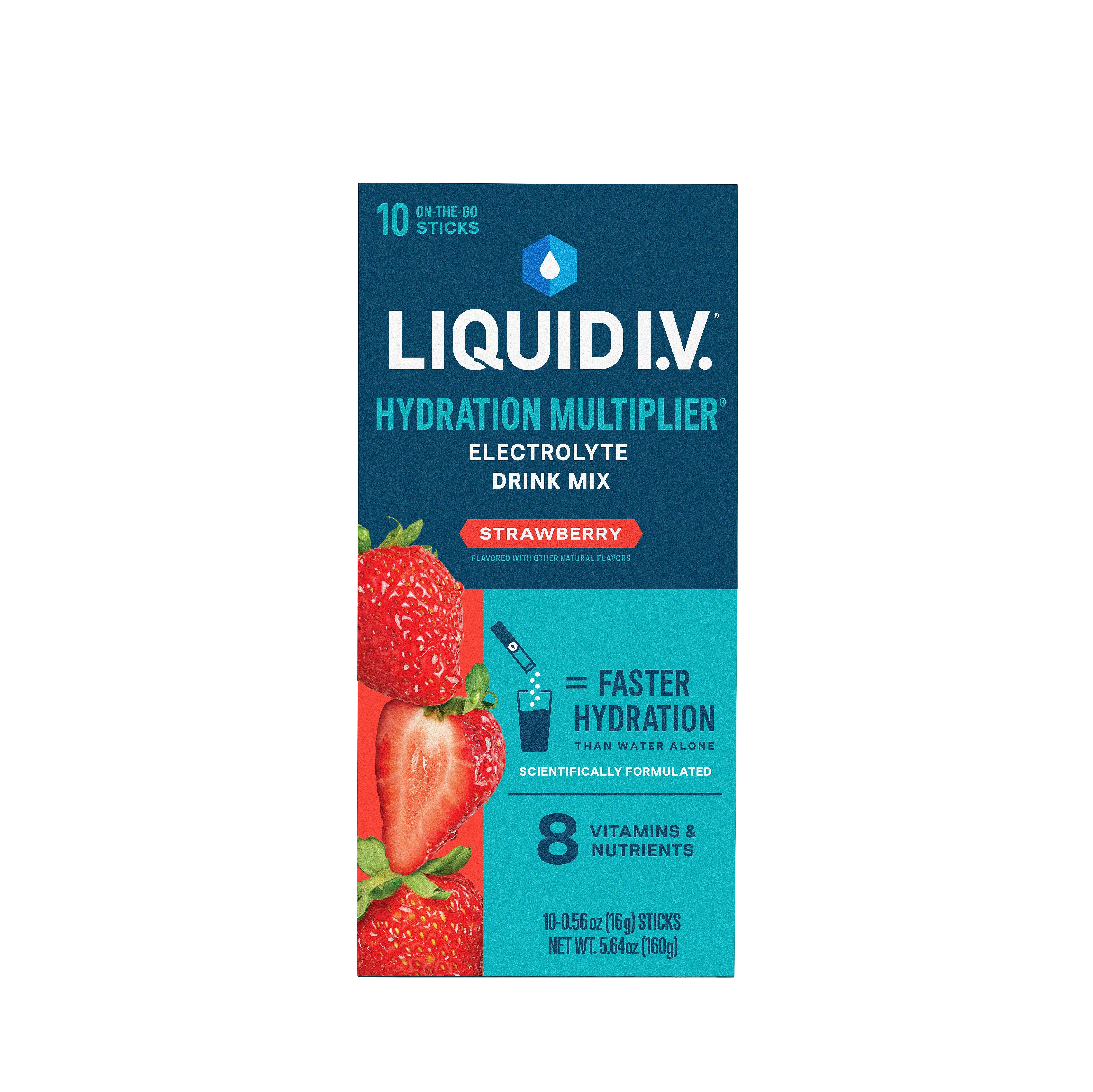 LIQUID I.V. Hydration Multiplier Strawberry Powder Drink Mix, 10 Packets/Pack (220-02079)