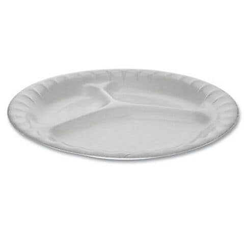 Pactiv Foam Dinnerware, 3-Compartment Plate, White, 500 Plates (PCT0TK100110000)