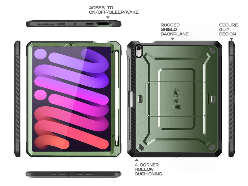 SUPCASE Unicorn Beetle PRO Shockproof Rugged Case for iPad mini 6, Dark Green (SUP-iPad2021-8.3-UBPro-SP-Guldan)