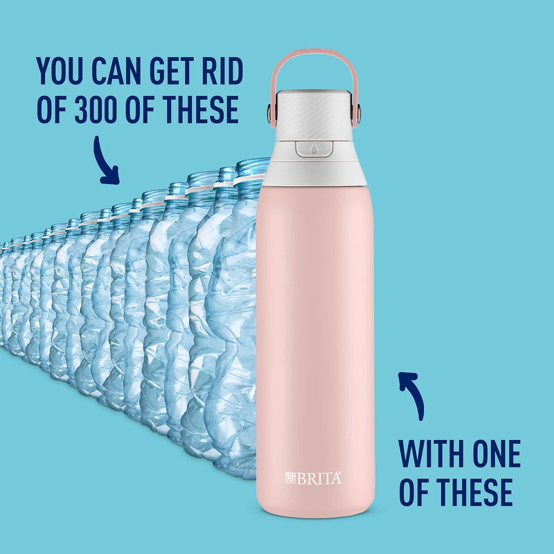 Brita Stainless Steel Filtered Water Bottle, 20 oz., Rose (36452)