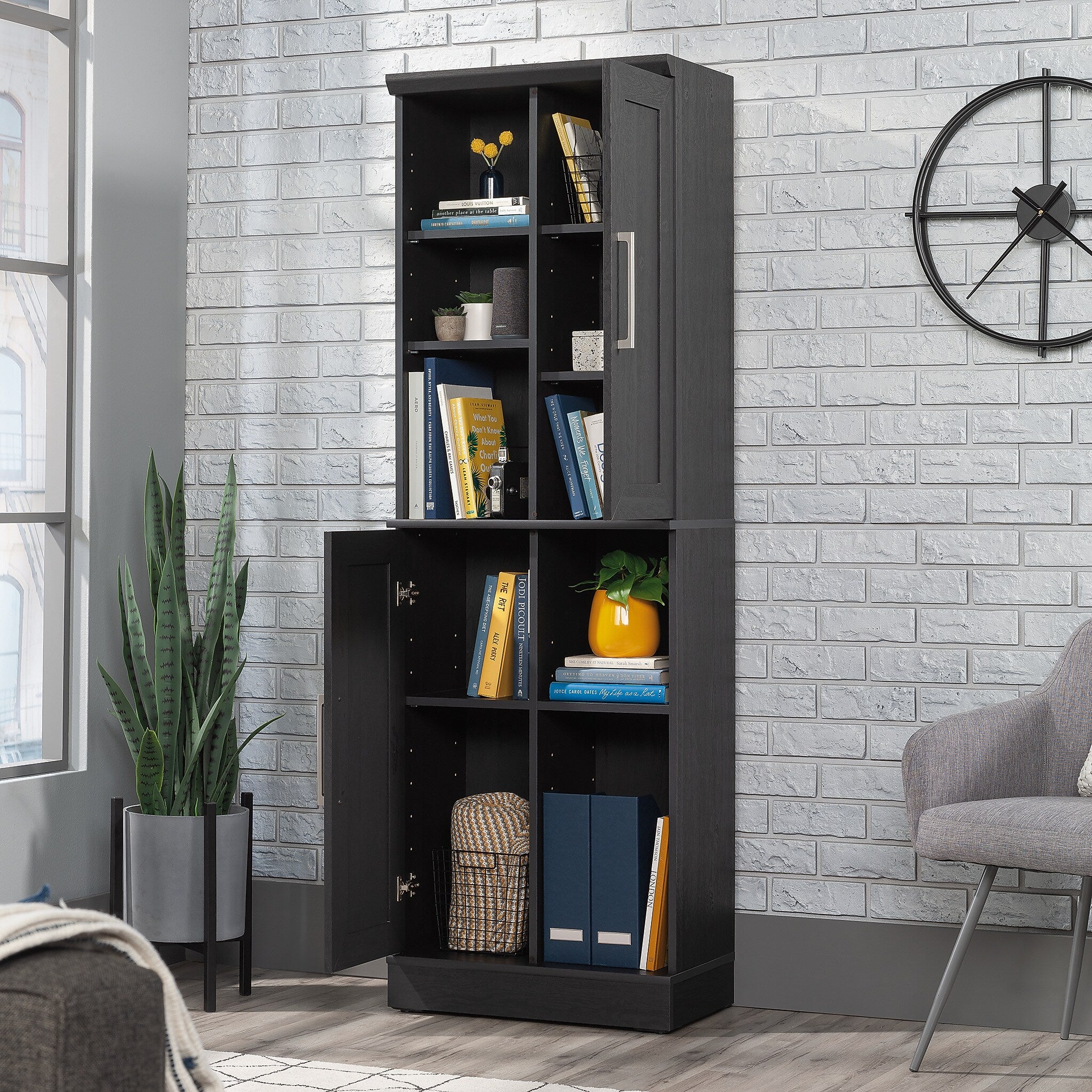 Sauder HomePlus 71"H Storage Cabinet with 6 Shelves, Raven Oak (435131)