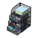 Mind Reader 4-Compartment Metal Desk Organizer, Black (MESHMINI-BLK)