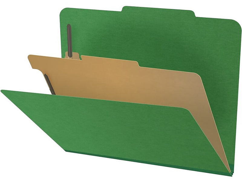 Medical Arts Press Pressboard Classification Folder, 1 Divider, 2" Expansion, Letter Size, Moss Green, 10/Box