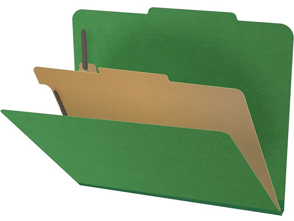 Medical Arts Press Pressboard Classification Folder, 1 Divider, 2" Expansion, Letter Size, Moss Green, 10/Box