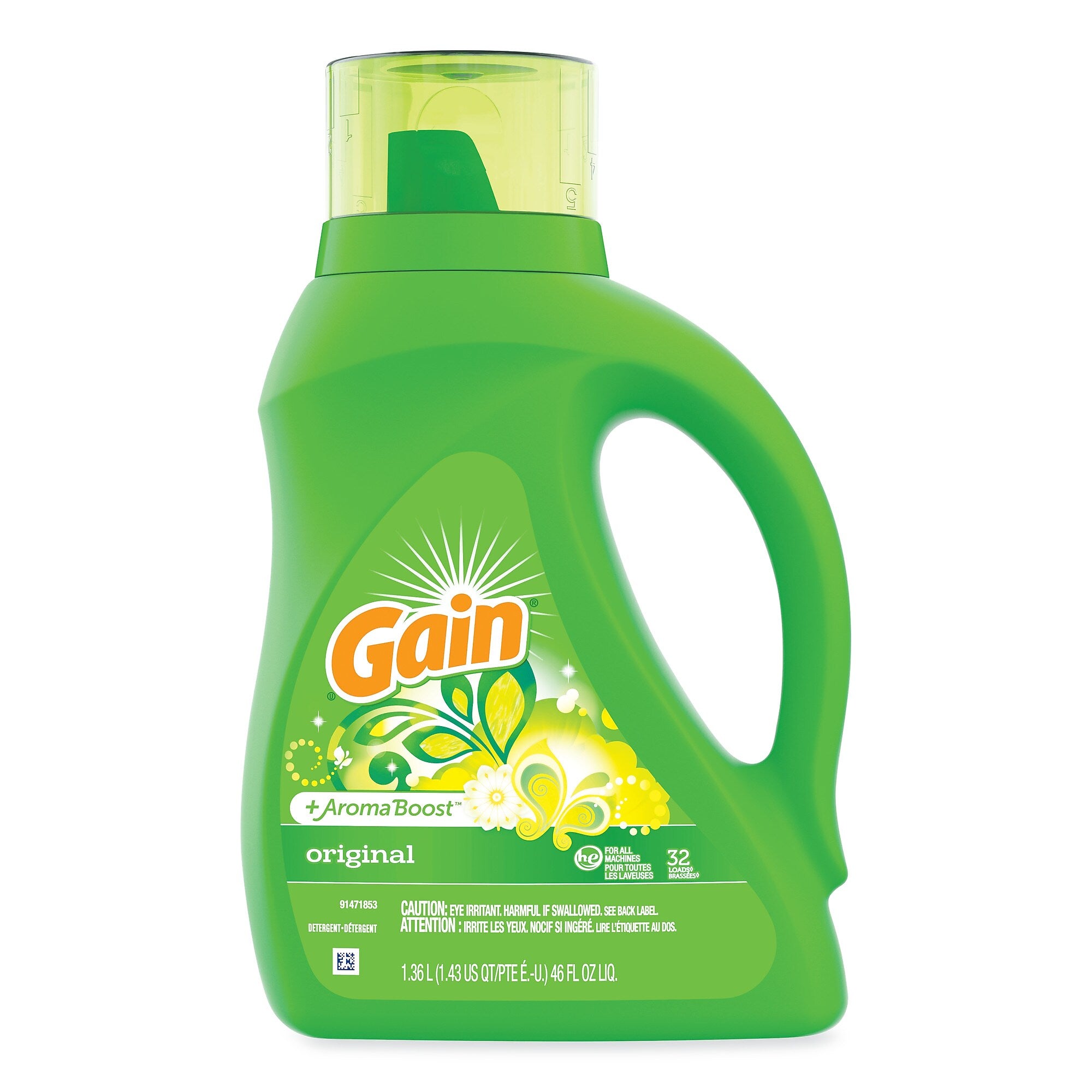 Gain Liquid Laundry Detergent, Gain Original Scent, 46 oz Bottle, 6/Carton (PGC55861)