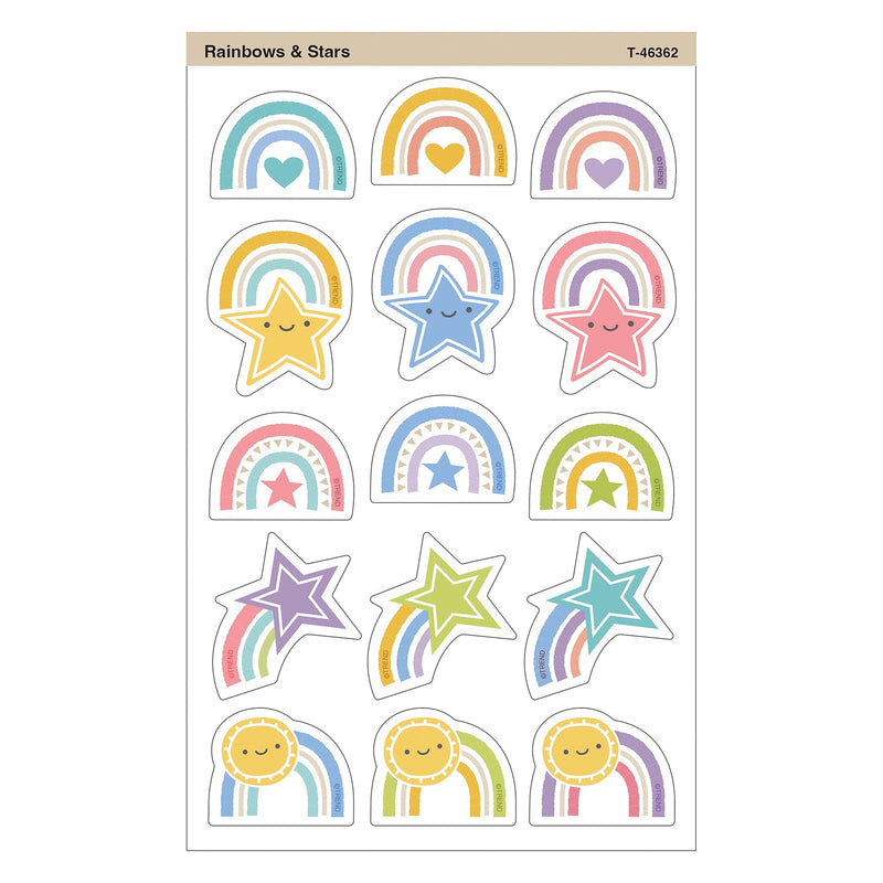 Trend Enterprises Rainbows & Stars Large superShapes Stickers, Assorted Colors, 120/Pack, 6 Packs/Bundle (T-46362-6)