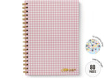 Carpe Diem Ballerina Pink Check 1-Subject Notebook, 7.5" x 9.75", Wide-Ruled, 80 Sheets, Pink/White (9377-CD)