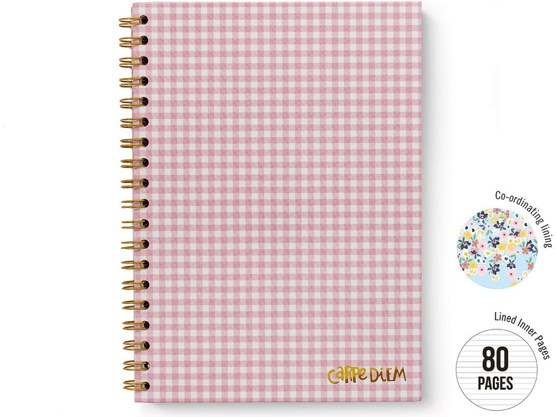 Carpe Diem Ballerina Pink Check 1-Subject Notebook, 7.5" x 9.75", Wide-Ruled, 80 Sheets, Pink/White (9377-CD)