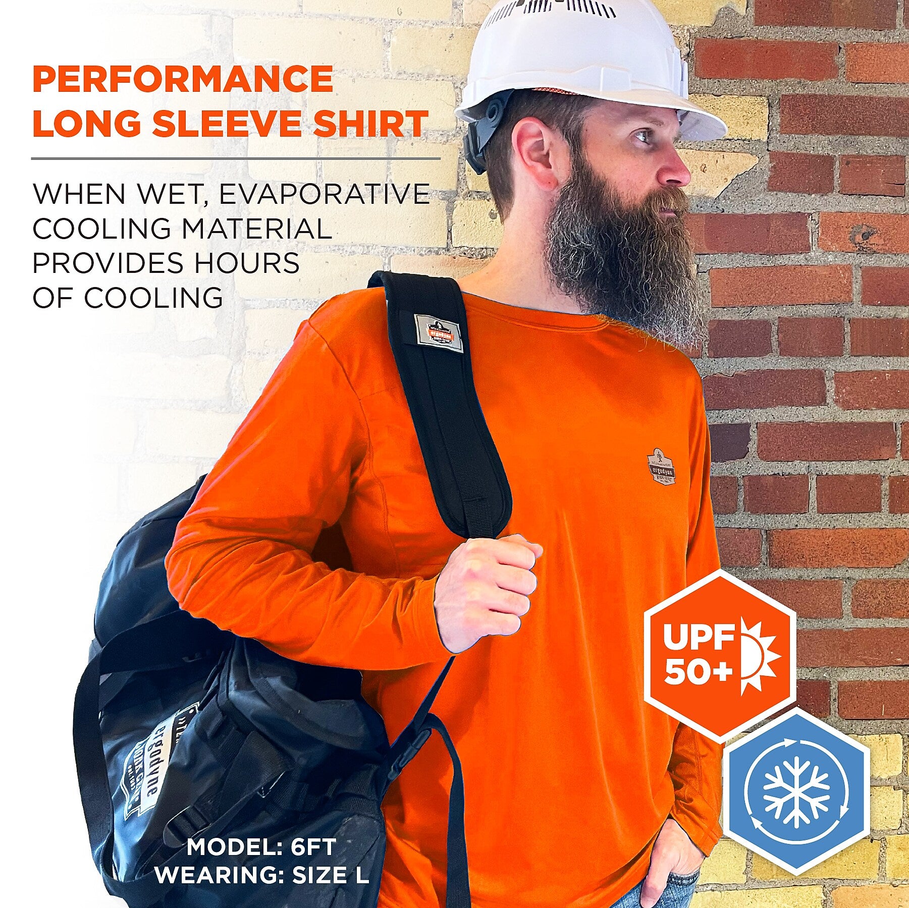 Chill-Its 6689 High Visibility Long Sleeve T-Shirt, Orange, Medium (12178)
