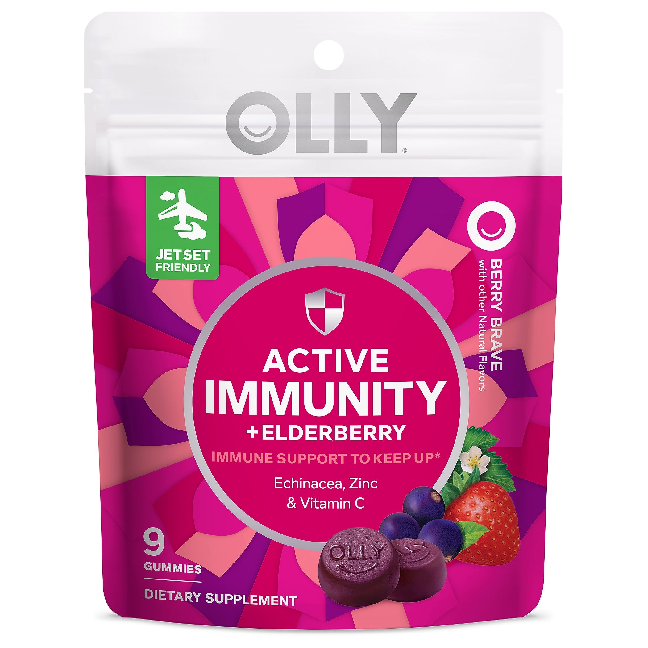 OLLY Active Immunity Vitamin Gum, Berry Brave, 9/Pack (46296)