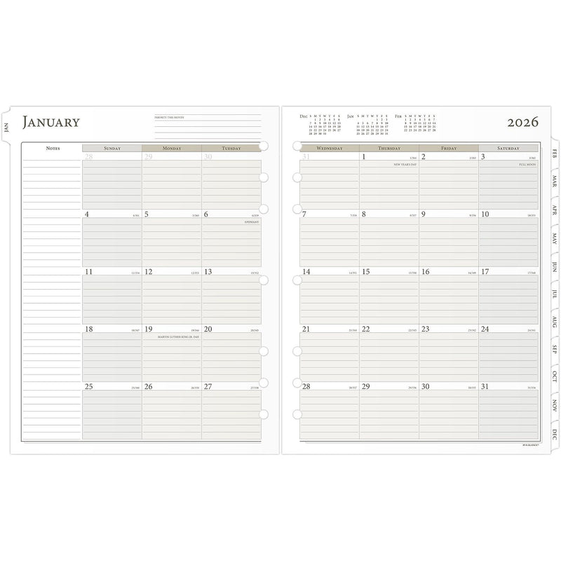 2026 AT-A-GLANCE 11" x 8.5" Daily & Monthly Planner Refill Pages, White/Brown (491-225-26)