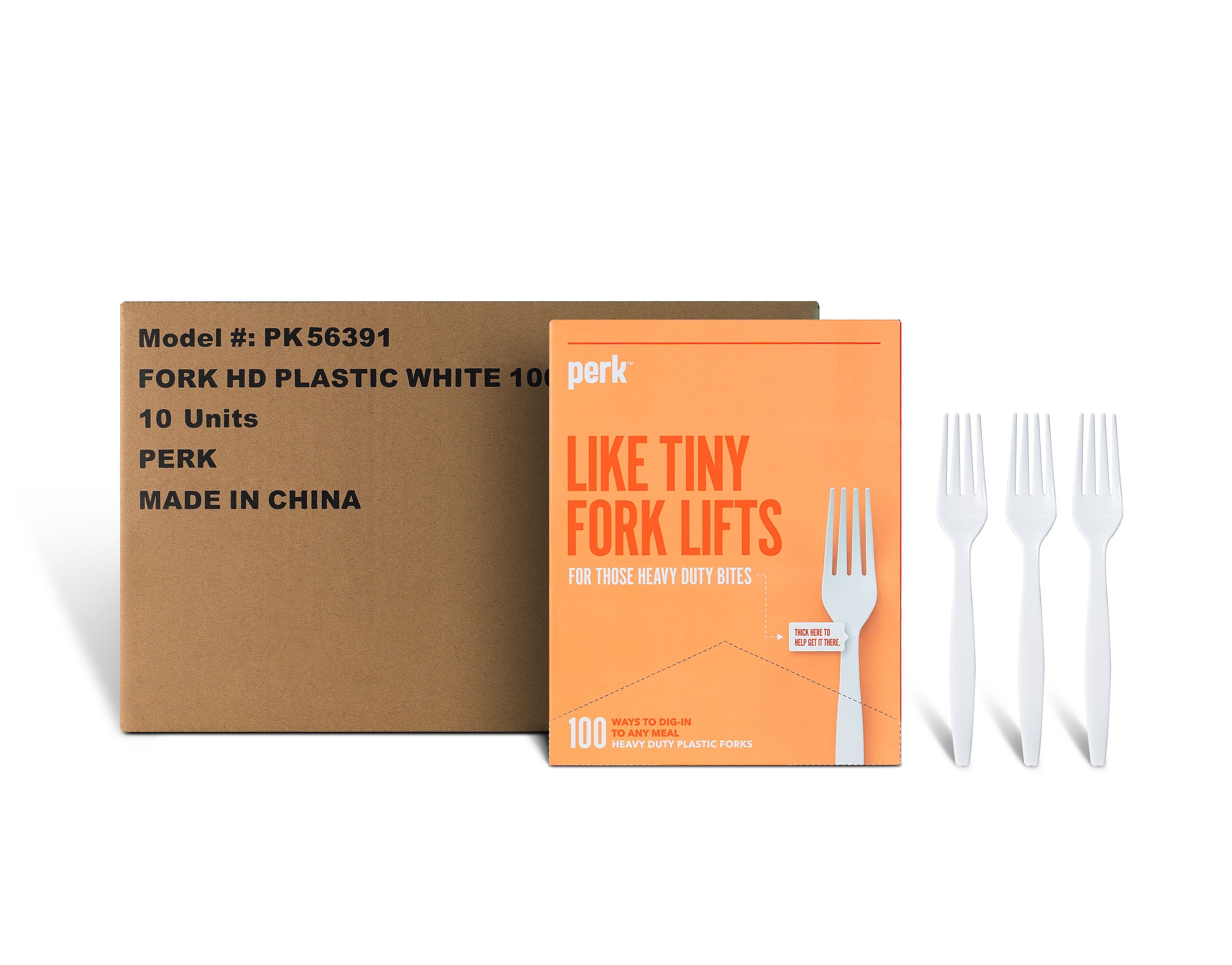 Perk™ Polystyrene Fork, Heavy-Weight, White, 1000/Carton (PK56391CT)