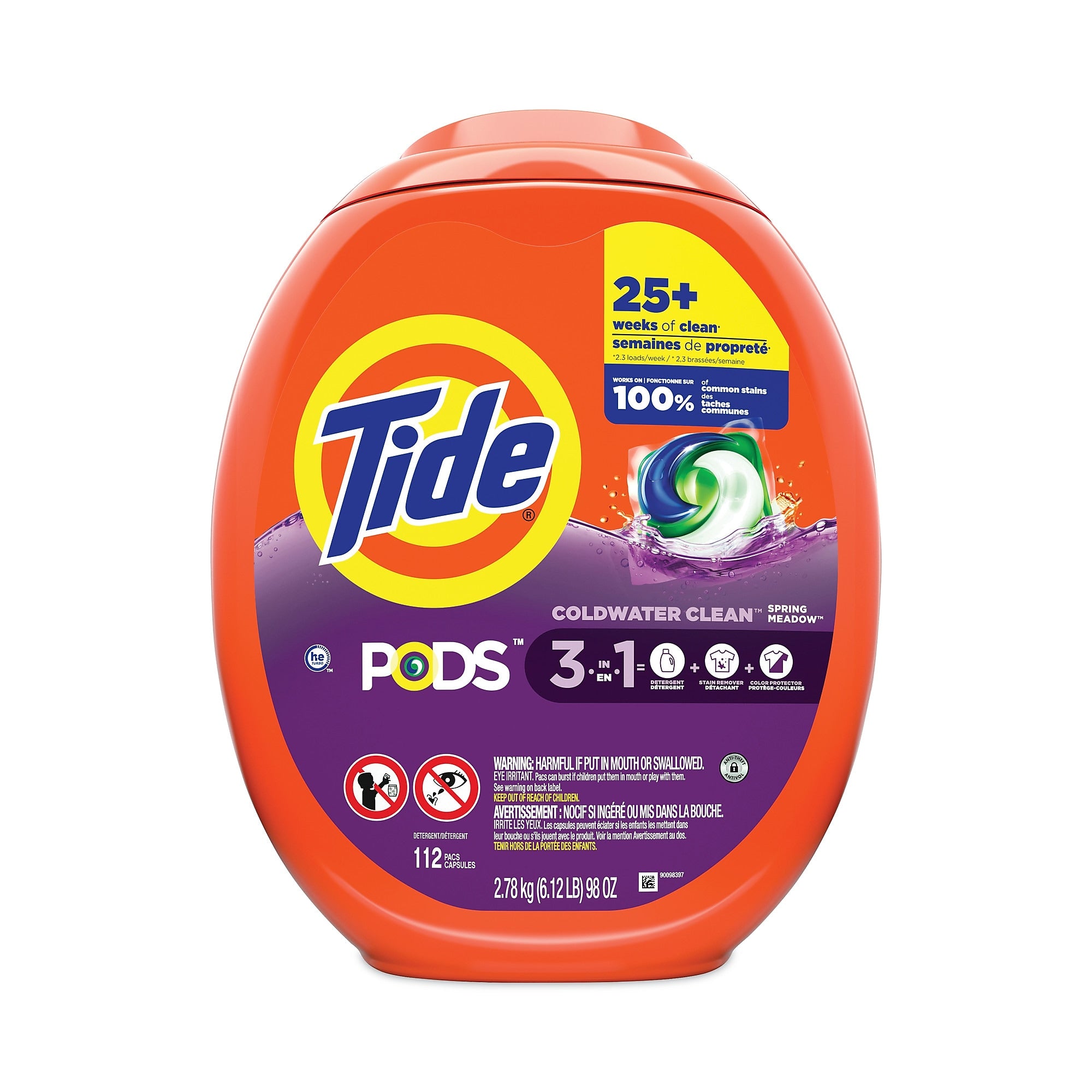 Tide Pods, Spring Meadow, 112 Pods/Tub, 4 Tubs/Carton (PGC03250)