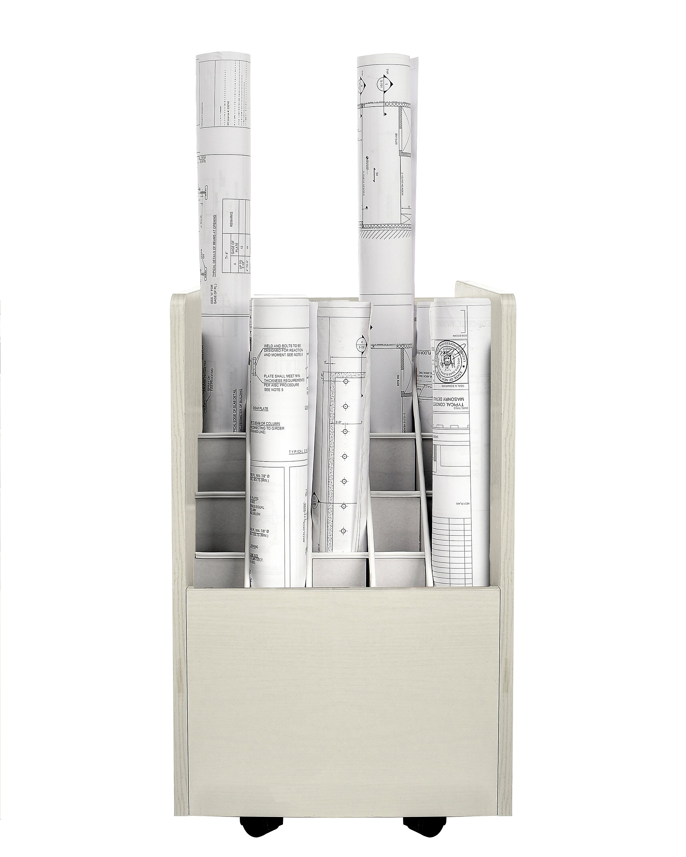 AdirOffice 20-Slot Mobile Roll File, 24.75"H x 15.25"W x 13.25"D, White (624-WHI-KIT1)