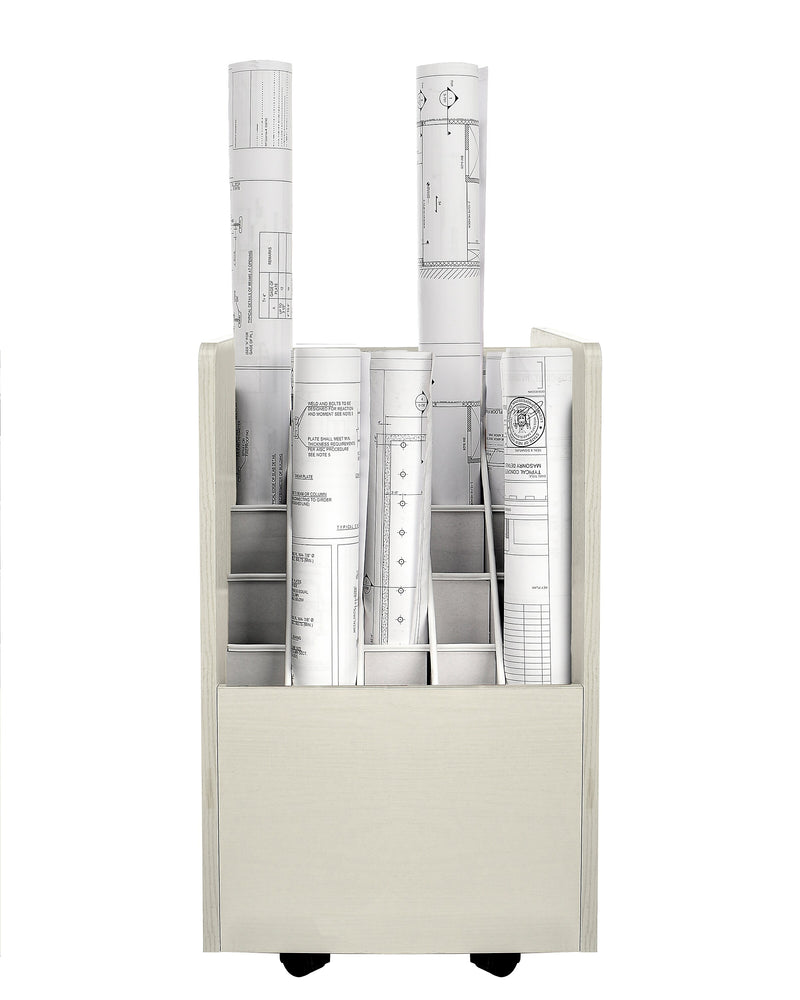 AdirOffice 20-Slot Mobile Roll File, 24.75"H x 15.25"W x 13.25"D, White (624-WHI-KIT1)