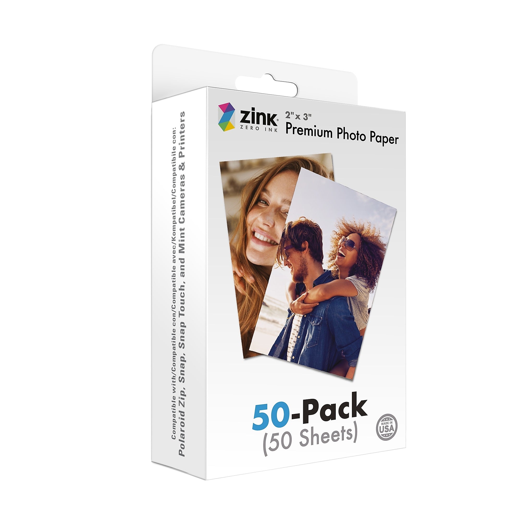 Zink 2" x 3" Premium Glossy Instant Photo Paper 50 Pack Compatible with Polaroid Snap, Snap Touch & More