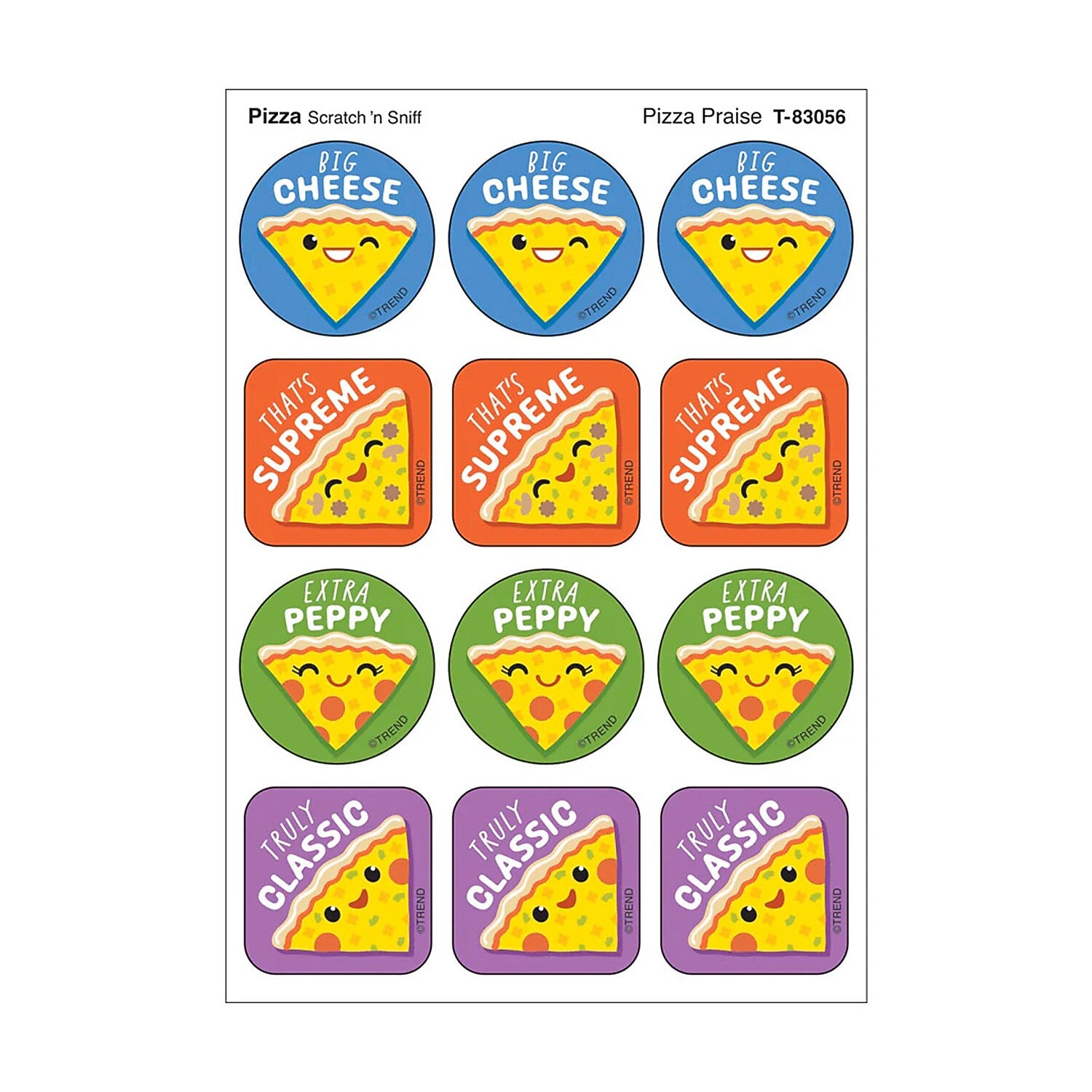 Trend Enterprises Pizza Praise Pizza Scent Scratch 'n Sniff Stinky Stickers, Multicolored, 48/Pack, 6 Packs/Bundle (T-83056-6)