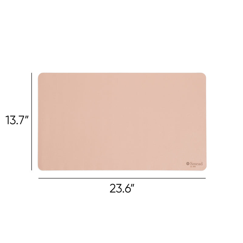 Smead Small Vegan Leather Anti-Slip Desk Pad, 23.6" x 13.7", Light Pink (SMD64839)