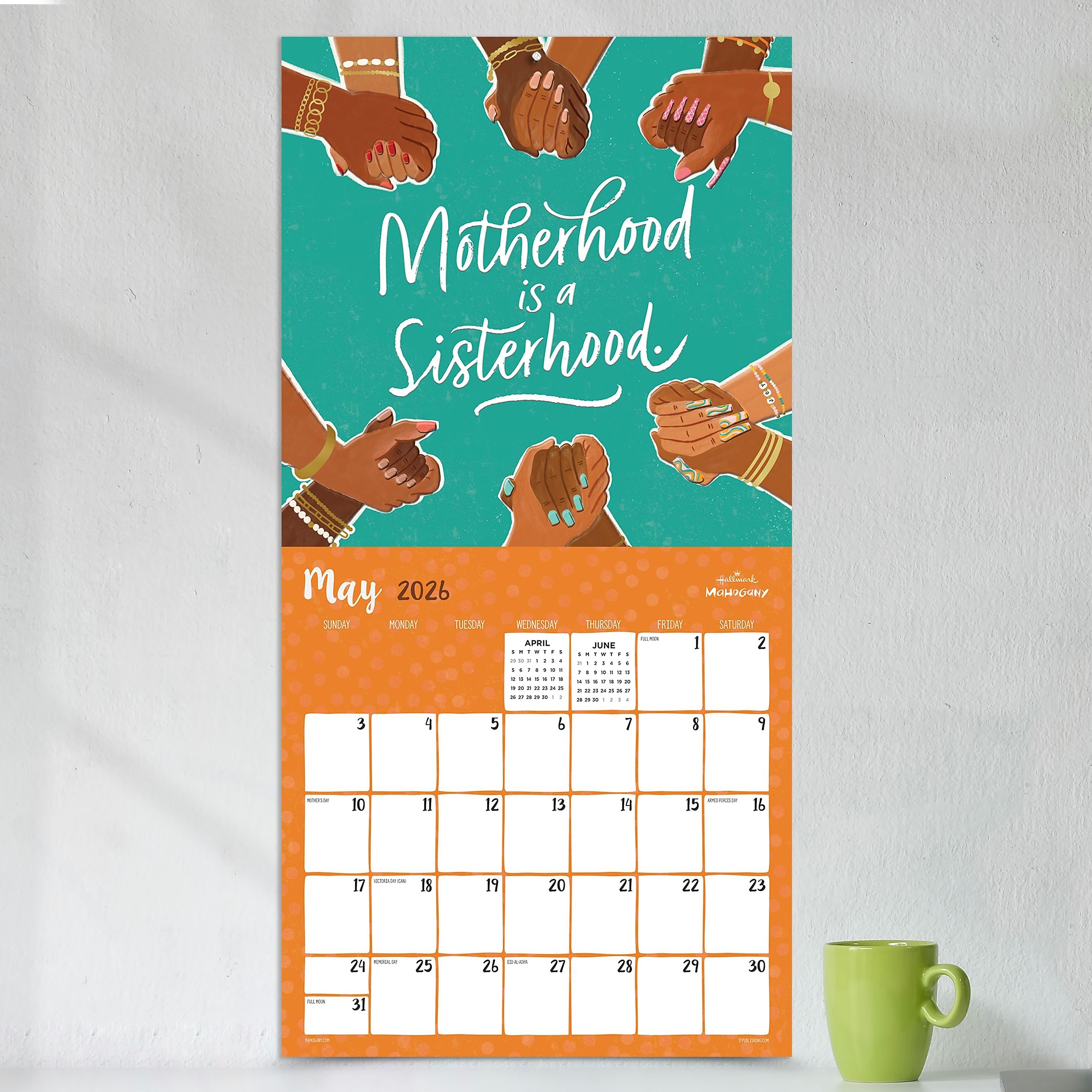 2026 TF Publishing 12" x 17" TF Publishing 12" x 12" Mahogany Wall Calendar 26-1128