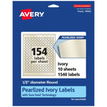 Avery Laser/Inkjet Round Multipurpose Labels, 0.5" Dia., Ivory, 1540 Labels/Pack (94503)