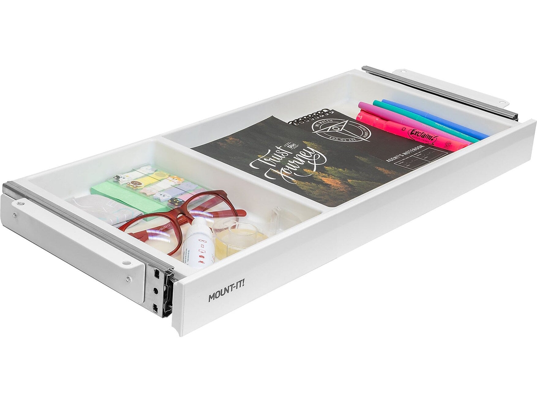 Mount-It! 2"H x 21"W Under-Desk Drawer, White (MI-7294WHT)