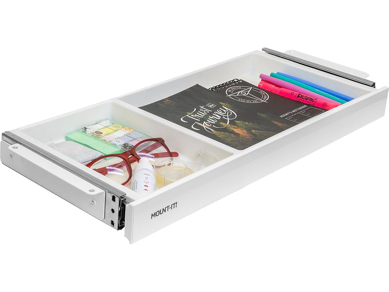 Mount-It! 2"H x 21"W Under-Desk Drawer, White (MI-7294WHT)