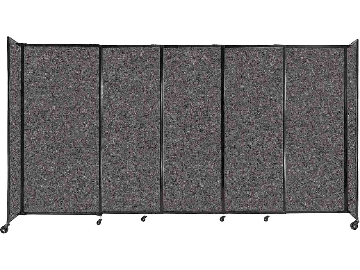 Versare StraightWall Freestanding Mobile Partition, 72"H x 135"W, Charcoal Gray Fabric (1472507)
