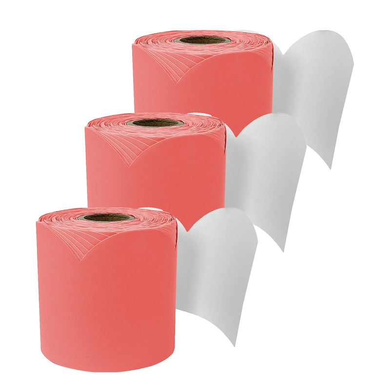 Carson Dellosa Education Rolled Scalloped Bulletin Board Border, 3" x 65', Salmon, 3/Bundle (CD-108528-3)