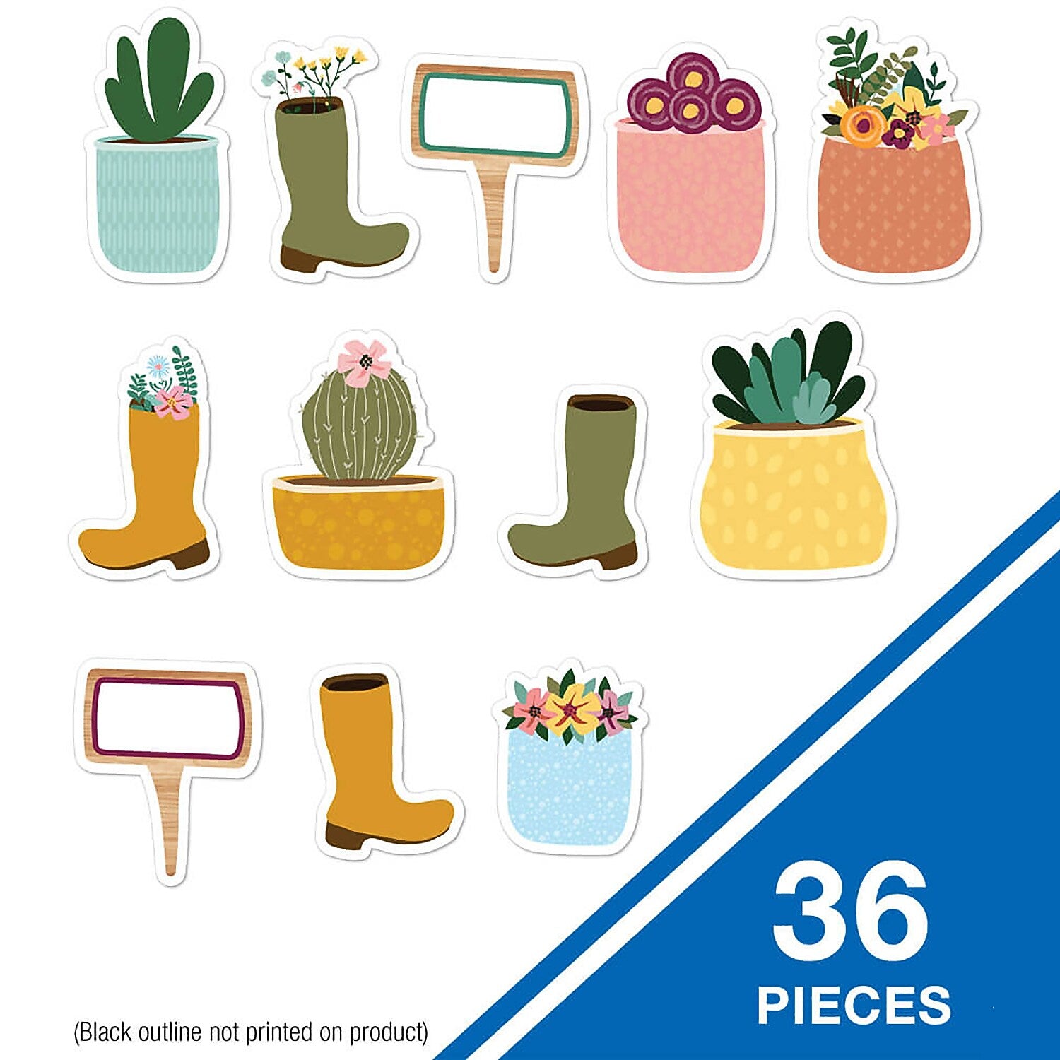 Carson Dellosa Education Grow Together Boots, Pots, and Garden Signs Cut-Outs, 36/Pack, 3 Packs/Bundle (CD-120643-3)