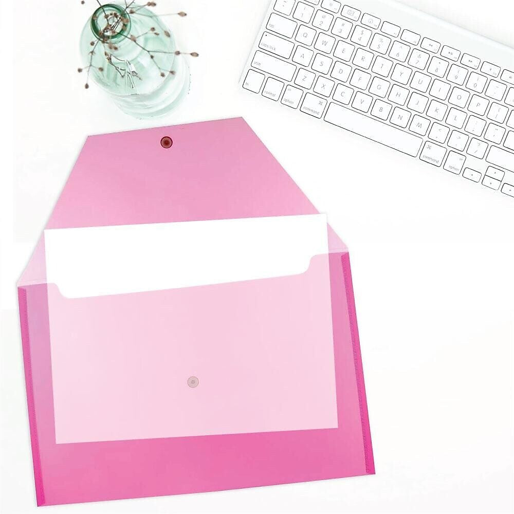 JAM Paper Premium Plastic Document File, 1 Pocket, Legal, Fuchsia Pink, 3/Pack (219S0fux3)
