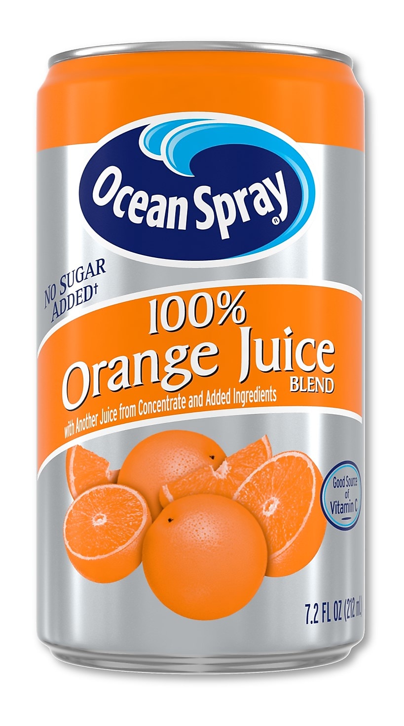 Ocean Spray 100% Orange Juice, No Sugar Added, 7.2 oz., 24 Cans/Carton (OCE00739)