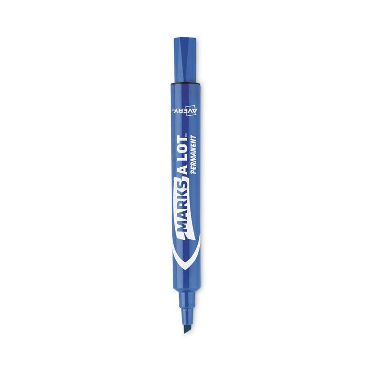 Marks A Lot Large Desk-Style Permanent Marker, Broad Chisel Tip, Blue, Dozen (8886)