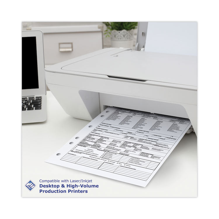 Perforated and Punched Paper, 7-Hole Punched, 20 lb Bond Weight, 8.5 x 11, White, 500/Ream