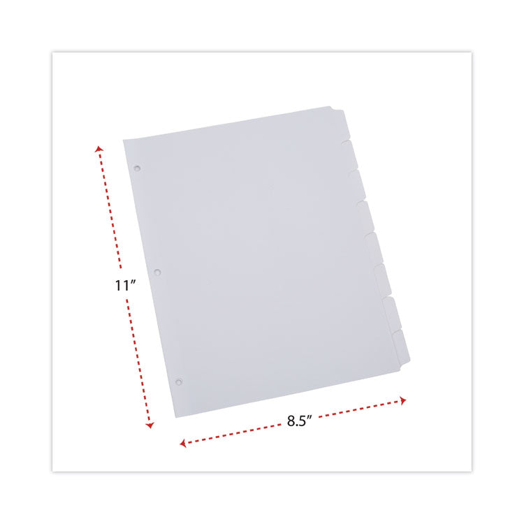Deluxe Write-On/Erasable Tab Index, 8-Tab, 11 x 8.5, White, White Tabs, 1 Set