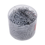 Plastic-Coated Paper Clips with Two-Compartment Dispenser Tub, (750) #2 Clips, (250) Jumbo Clips, Silver