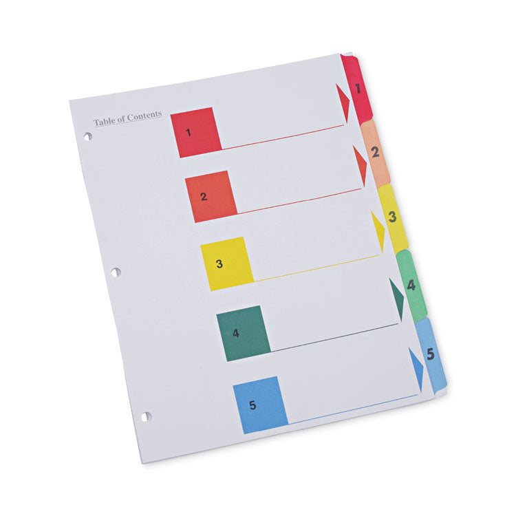 Deluxe Table Of Contents Dividers For Printers, 5-Tab, 1 To 5; Table Of Contents, 11 X 8.5, White, 6 Sets