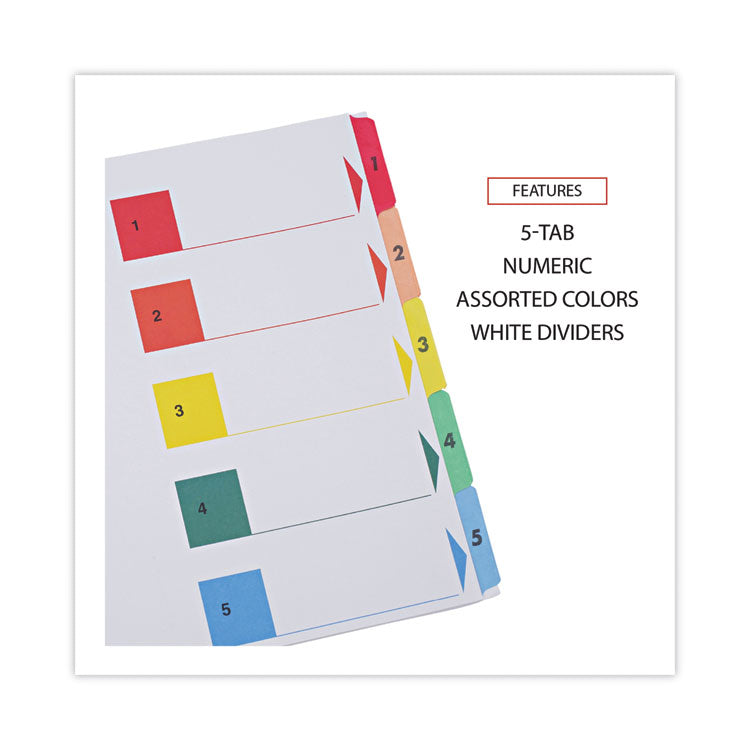 Deluxe Table Of Contents Dividers For Printers, 5-Tab, 1 To 5; Table Of Contents, 11 X 8.5, White, 6 Sets