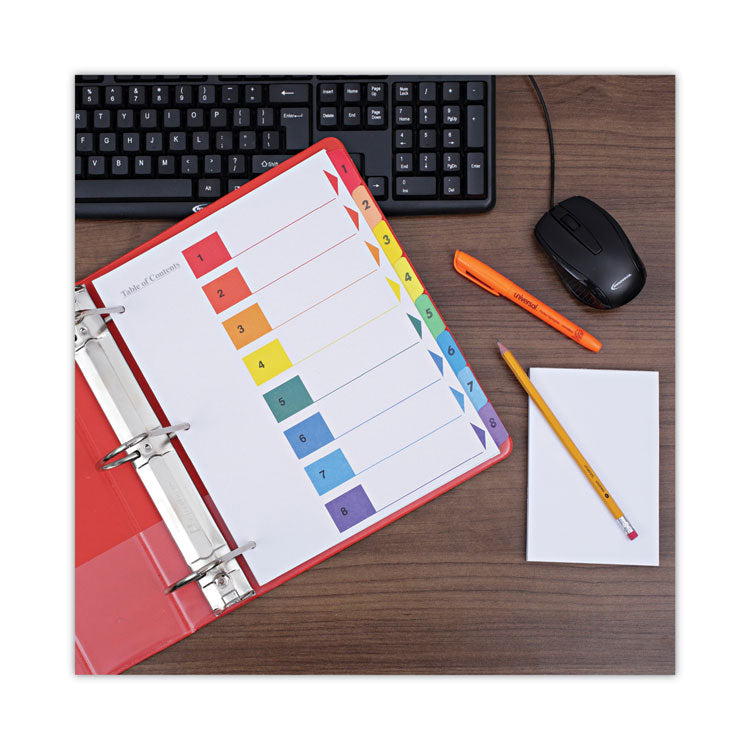 Deluxe Table Of Contents Dividers For Printers, 8-Tab, 1 To 8; Table Of Contents, 11 X 8.5, White, 6 Sets