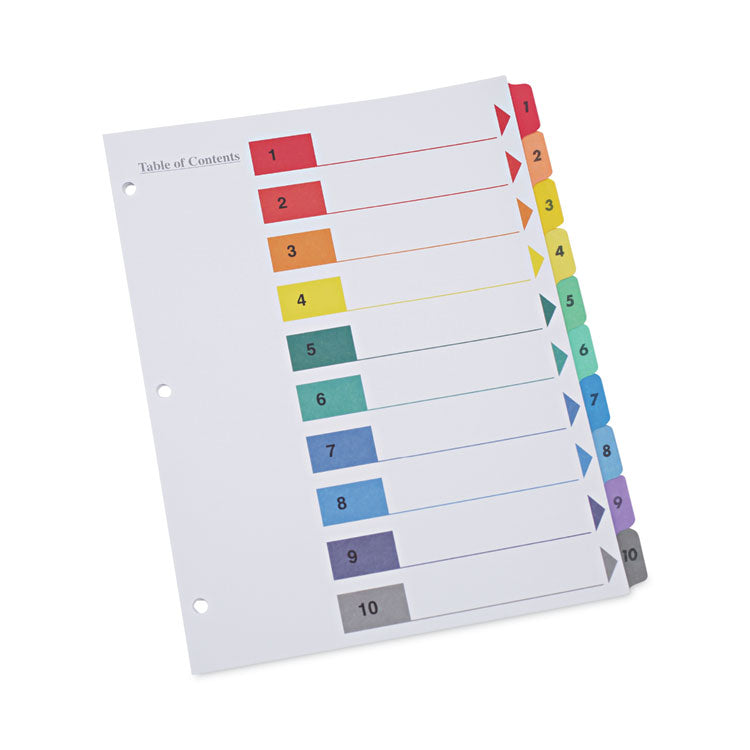Deluxe Table Of Contents Dividers For Printers, 10-Tab, 1 To 10; Table Of Contents, 11 X 8.5, White, 6 Sets