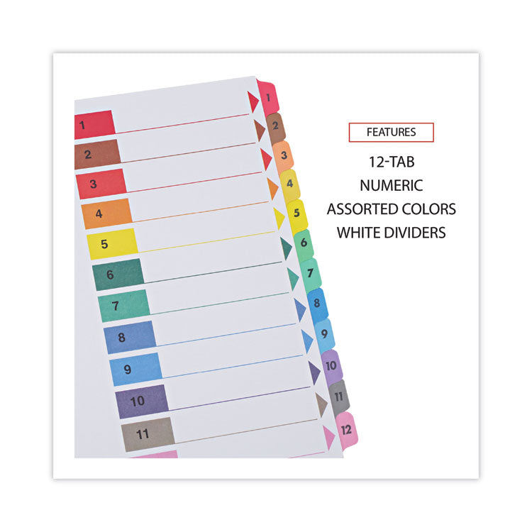 Deluxe Table Of Contents Dividers For Printers, 12-Tab, 1 To 12; Table Of Contents, 11 X 8.5, White, 6 Sets