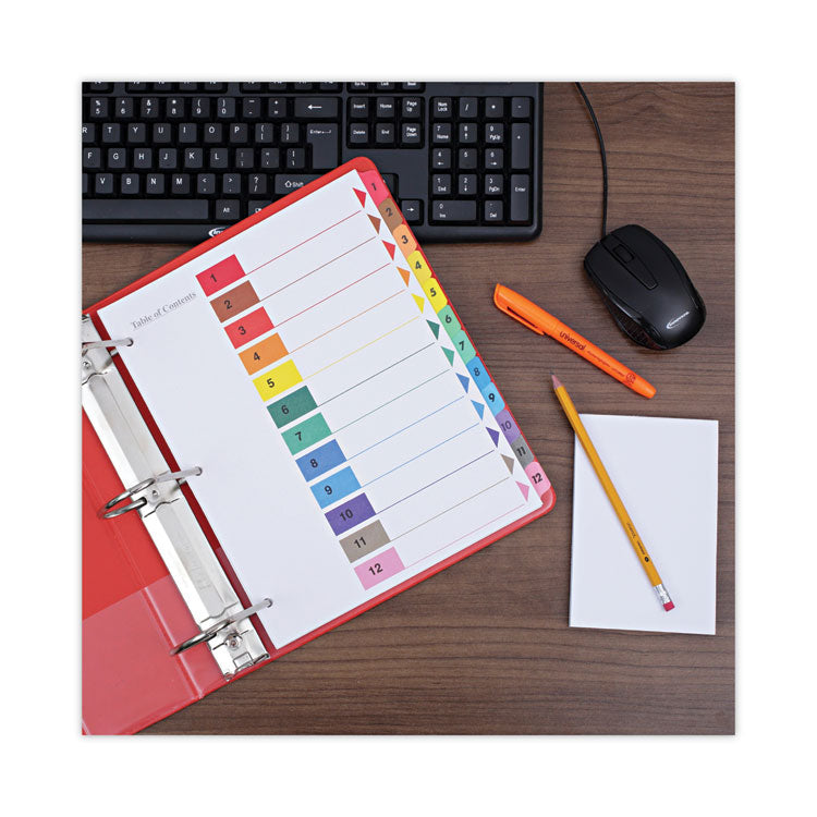 Deluxe Table Of Contents Dividers For Printers, 12-Tab, 1 To 12; Table Of Contents, 11 X 8.5, White, 6 Sets