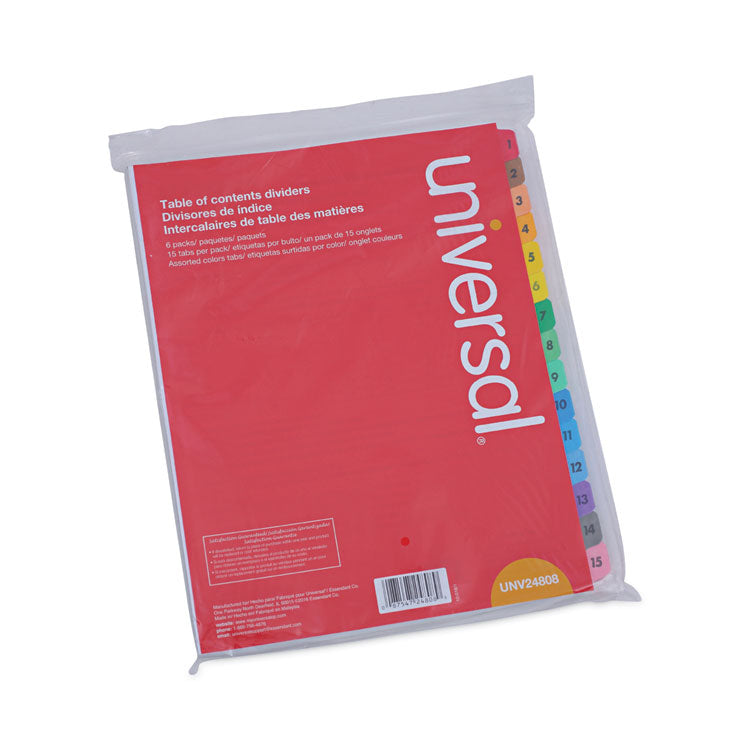 Deluxe Table Of Contents Dividers For Printers, 15-Tab, 1 To 15; Table Of Contents, 11 X 8.5, White, 6 Sets