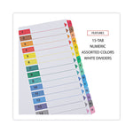 Deluxe Table Of Contents Dividers For Printers, 15-Tab, 1 To 15; Table Of Contents, 11 X 8.5, White, 6 Sets