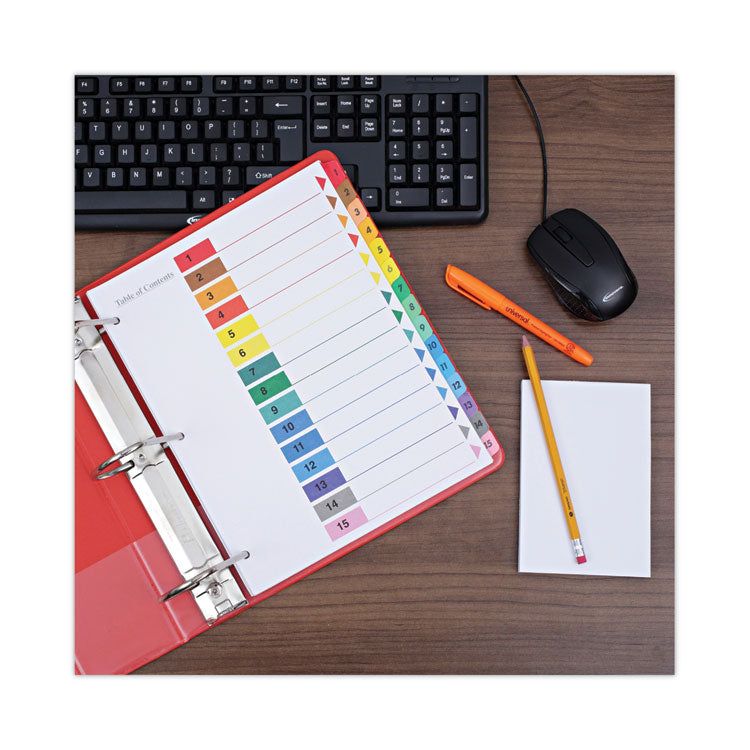 Deluxe Table Of Contents Dividers For Printers, 15-Tab, 1 To 15; Table Of Contents, 11 X 8.5, White, 6 Sets