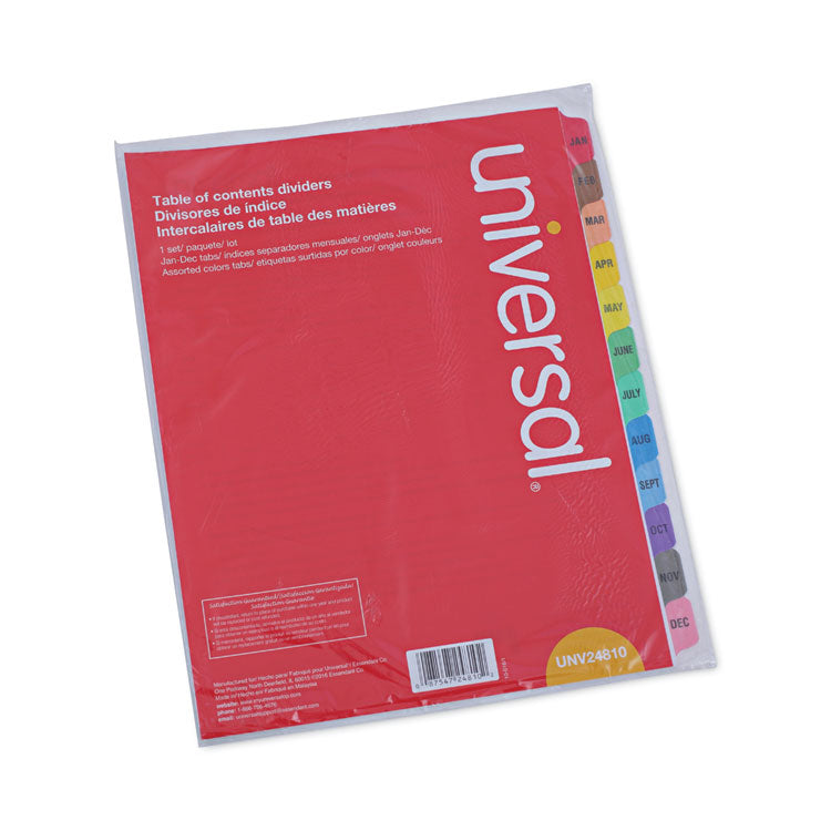Deluxe Table Of Contents Dividers For Printers, 12-Tab, Jan. To Dec., 11 X 8.5, White, 1 Set