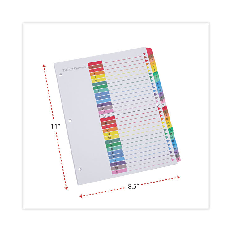 Deluxe Table Of Contents Dividers For Printers, 31-Tab, 1 To 31, 11 X 8.5, White, 1 Set