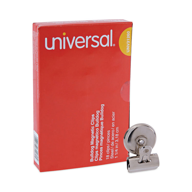 Bulldog Magnetic Clips, Small, Nickel, 18/Pack