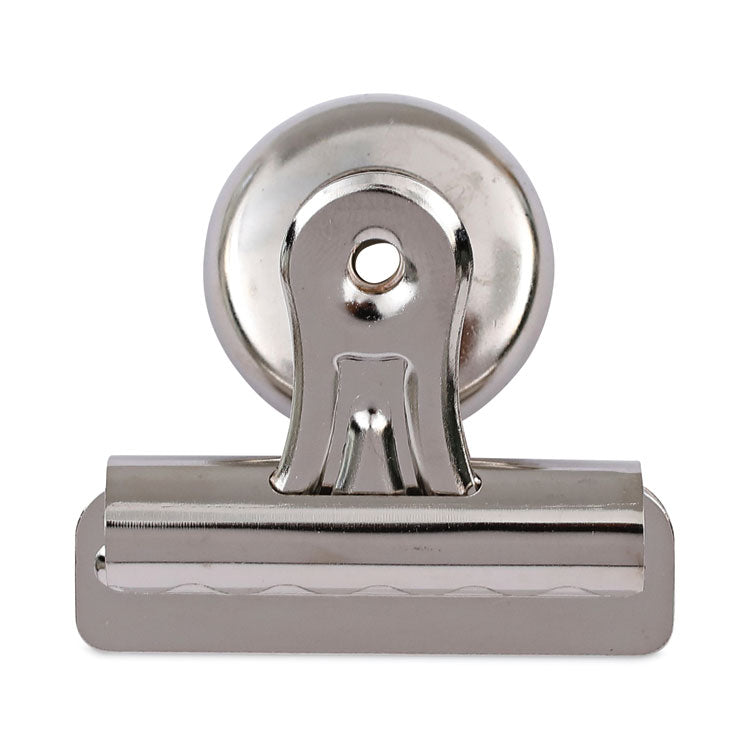 Bulldog Magnetic Clips, Medium, Nickel, 12/Pack